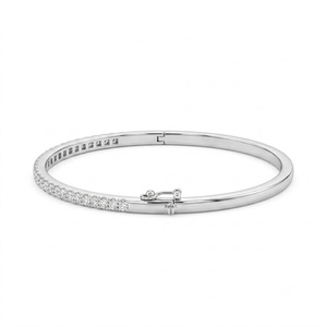 Bracelet jonc tennis délicat VB-SR91 en or massif 14 carats avec diamants de laboratoire, demi-éternité, empilable, bijou minimaliste pour le quotidien - Product Image 6