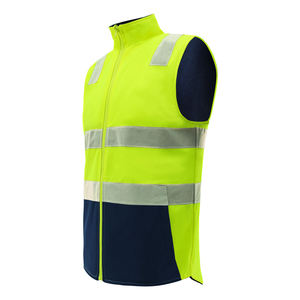 High Visibility Safety <b>Vest</b> Reflective Stripes Zipper Closure Men's Workwear Polyester Material - Product Image 1