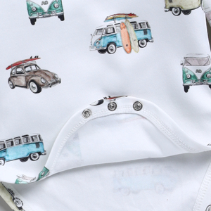 Body de manga larga de elastano de bambú orgánico de calidad superior Estampado de coches vintage - Product Image 3
