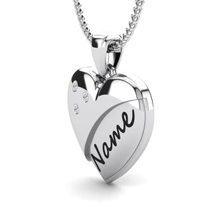 Pendentif de luxe en argent 925 avec moissanite et strass en cristal, gravure personnalisée du nom, charme romantique - Product Image 2