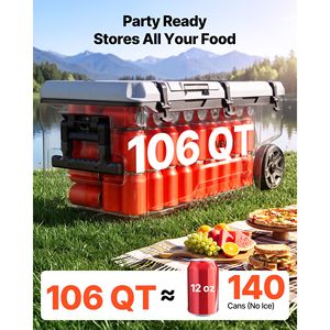 Glacière rigide portable 106QT avec roulettes, étanche, maintien de la fraîcheur jusqu'à 48 heures - Product Image 2