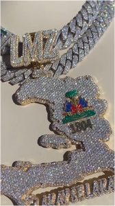 CONCEPTION Colgante de Moissanita con Inicial Chapado en Oro de 14k y Plata 925 para Hombre, Estilo Hip Hop, Fino, Unisex, Clásico, con Mapa de Islandia, para Fiestas - Product Image 6