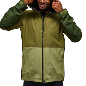 Men's Hooded Color Blocking Waterproof Rain Jacket Regular Fit Polyester Outerwear Autumn Casual Style with Zipper Closure - Product Image 4