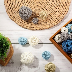 Colorful <b>christmas</b> balls natural rattan hanging ball wholesale supply holiday decor accessories - Product Image 6