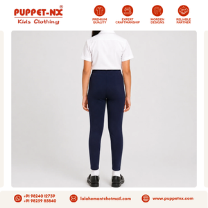 Collants d'uniforme scolaire pleine longueur pour filles, qualité supérieure, bleu marine, taille élastique, fournisseur en gros - Product Image 3