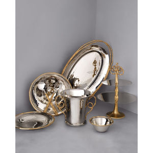 Service de table de luxe pour la maison et l'hôtel, en argent brillant poli et plaqué or de haute qualité, pour servir les aliments. - Product Image 1