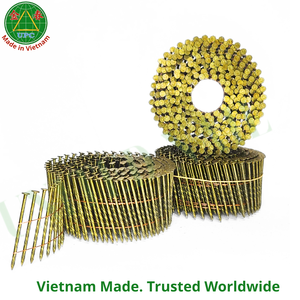2.5x50 mm Industrial Coil <b>Nails</b> Smooth/Screw Shank Checkered Head Zinc Yellow-Chromate Plated Steel for Pallet Making Vietnam's - Product Image 4
