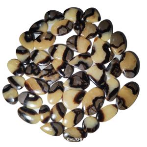 Cabochon de Septarien Jaune Naturel, Pierre Précieuse en Vrac Certifiée par un Tier Tiers, 20-40mm, Poli à la Main, Dos Plat Lisse, Coupe Ovale pour Bijoux - Product Image 4