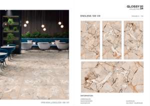 Carreaux de porcelaine décoratifs, brillants, polis et émaillés, fabriqués en format 600x1200 mm pour des revêtements de sol et des murs spacieux dans un style luxueux. - Product Image 3