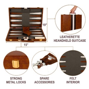 Luxury PU Leather <b>Backgammon</b> <b>Set</b> Portable Suitcase Folding Board Game Classic Travel Table Board Game Custom Wooden <b>Backgammon</b> - Product Image 3