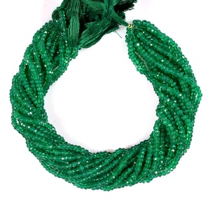 Excellent 4mm Faceted Rondelle Natural Green <b>Onyx</b> Beads Loose Gemstones for Jewelry Making - Product Image 4