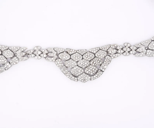 Women's Platinum Plated Geometric <b>Choker</b> Necklace With Round Brilliant Cut Cubic Zirconia Pave Setting For Party - Product Image 3