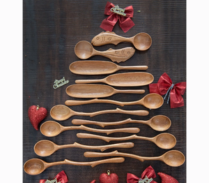 Cuillère en bois artisanale avec motif de fleurs et de feuilles, fabriquée au Vietnam, vente en gros, étiquette personnalisée, cuillère en bois artisanale décorative - Product Image 2