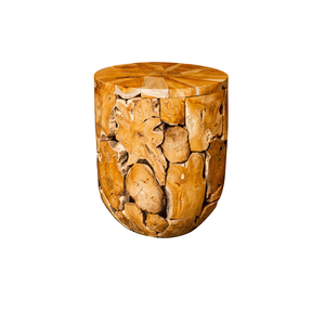 Mesa de Centro Artesanal Cilíndrica de Raíz de Teca Orgánica Rústica ARTERRA para Sala de Estar, Muebles para el Hogar - Product Image 1