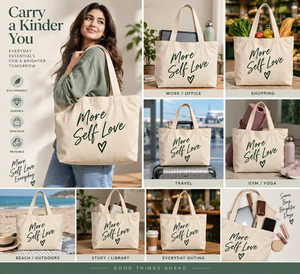กระเป๋าผ้าแคนวาสลายหัวใจสไตล์มินิมอลสำหรับทุกฤดูกาล - Product Image 4