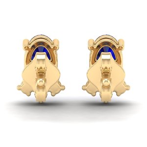 Boucles d'oreilles clous REYES de luxe en argent sterling 925 avec moissanite, saphir bleu classique taille ovale 1 carat, bijoux faits à la main - Product Image 4