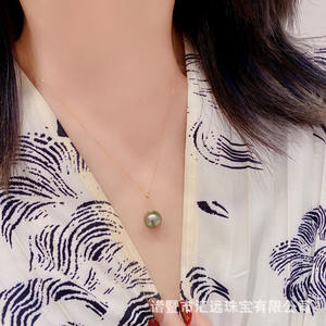 Collier en perles de mer Akoya japonaises de 8 à 10 mm, pendentif en or 18 carats avec diamant, chaîne de clavicule Heavenly Maiden, pendentifs fins - Product Image 4