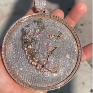 Joyería de Moda Personalizable, Colgante de Letra con Incrustaciones de Moissanita, Chapado en Oro de 14K sobre Plata de Ley, Estilo Hip Hop para Hombre, Certificado GRA - Product Image 1