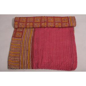 Couverture Kantha Imprimée Faite à la Main, Motif Floral Indien, en Coton Lavable, Écologique, Style Bohème Vintage, Couvre-lit Réversible - Product Image 4