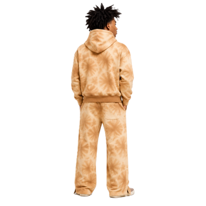 Sudadera con capucha y cremallera para hombre, beige, teñido anudado, efecto desgastado por el sol, de forro polar grueso, conjunto de chándal, ropa urbana, marca privada, OEM, venta al por mayor - Product Image 2
