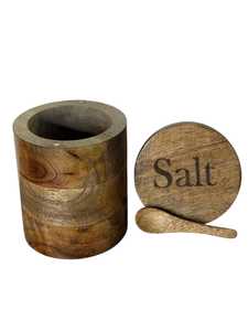 Contenedor Redondo de Madera de Olivo de Lujo Natural House para Especias, Pimienta y Sal con Tapa Giratoria de Uttar Pradesh - Product Image 5