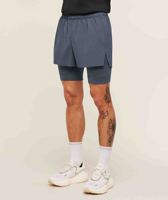 Shorts de sport pour homme 2 en 1 personnalisés, double couche, pour entraînement, course à pied et gym, avec doublure de compression intégrée et poches latérales