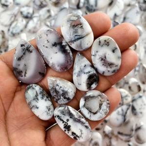Lot de cabochons en agate dendritique pour la fabrication de bijoux 14x14x2mm  48x18x2mm - Poids moyen 18 carats - Product Image 1