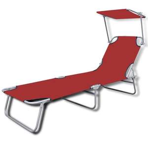 Chaise longue standard en tissu polyester rouge, structure en acier thermolaqué pour la détente en extérieur - Product Image 2