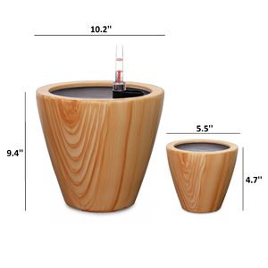 Pacco da 2 vaso fioriera in plastica in legno chiaro da 10 pollici per espositore di fiori e piante - Product Image 3