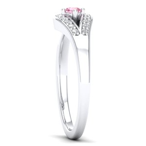 REYES Minimalist 925 Sterling Silver Pink Morganite Gemstone Rings Round Brilliant Cut 0.11 Carat Moissanite Fine Jewelry - Product Image 3