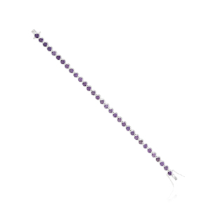 Wholesale Custom Women's 925 Sterling Silver Round Cut Natural <b>Amethyst</b> Gemstone Tennis <b>Bracelet</b> Wedding Party Wear - Product Image 6