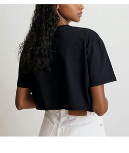 Women’s 230GSM 100% Cotton Crop <b>Top</b> Custom Logo Screen Print Casual Fashion Tee 5 Colors - Product Image 3