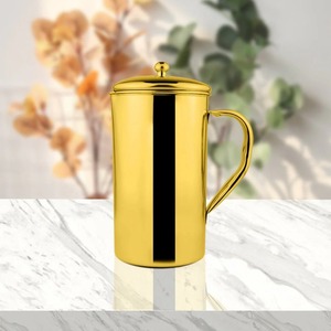 Mug à café en acier inoxydable doré avec couvercle, finition miroir haute brillance, design élégant, poignée en métal résistant à la rouille - Product Image 1
