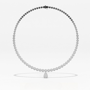 Aarinya Lab Grown Halo Tennis <b>Necklace</b> Pear Cut Pendant Drop IGI Certified 925 <b>Silver</b> Graduated Bezel-<b>Set</b> Luxury <b>Necklace</b> - Product Image 2
