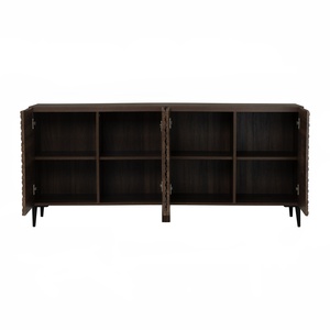 Ready Stock Nordic Modern 1.6m Fluted <b>Sideboard</b> Dark Walnut Finish Console <b>Sideboard</b> <b>Storage</b> Cabinet for Luxury Apartment - Product Image 6