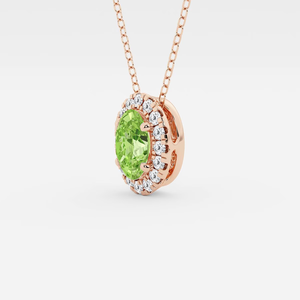 Pendentif ovale en émeraude verte synthétique de 7,9 x 5,53 mm avec accent en diamant cultivé en laboratoire, chaîne réglable, bijou élégant, cadeau pour femme - Product Image 3