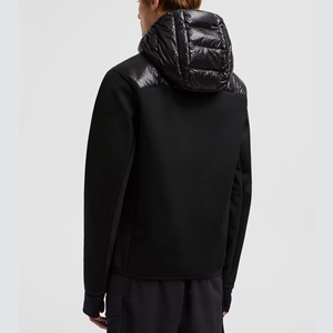 Veste matelassée à capuche noire pour homme, rembourrée de duvet, fermeture éclair, coupe-vent, vêtements d'hiver décontractés, coupe régulière, couleur unie - Product Image 2