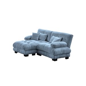 Divano Cloud a 2 Posti in Ciniglia per Soggiorno, Include 2 Cuscini Lombari e 2 Cuscini Decorativi, Seduta Ampia e Confortevole Imbottita - Product Image 6
