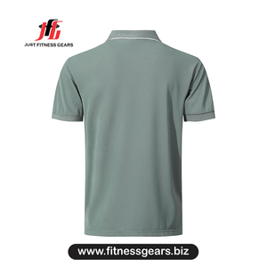 Men'<b>s</b> Gray Short Sleeve <b>Polo</b> <b>Shirt</b> Quick Dry Knitted Solid Color Casual Fit - Product Image 2