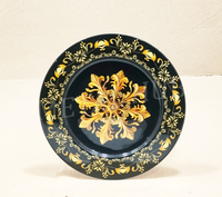 Assiette de présentation décorative en acier inoxydable, ronde, en métal, avec motif floral émaillé, pour la mise en place de la table à manger