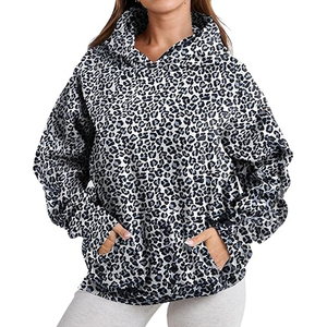 <b>Leopard</b> <b>Print</b> Streetwear Hoodie Cotton Fleece <b>Sweatshirt</b> Men Women Pullover Custom Logo Wholesale - Product Image 3