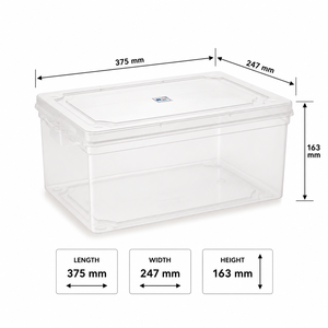 Clear <b>Plastic</b> Waterproof Stackable Durable Sustainable Easy Clean Clothing Storage Box <b>Lid</b> Rectangular 60x40x30cm Organizer - Product Image 2