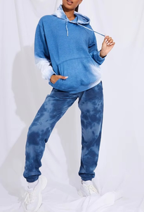 Sudadera Azul con Mangas Raglán para Mujer, Sudadera con Capucha Azul Lavada al Ácido con Logotipo Personalizado al por Mayor para Hombre y Mujer, Sudaderas con Capucha Lavadas al Ácido - Product Image 4