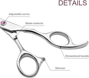 Ciseaux de coiffure de haute qualité, lames aiguisées en acier inoxydable, ciseaux de barbier multicolores avec repose-doigts réglable - Product Image 5