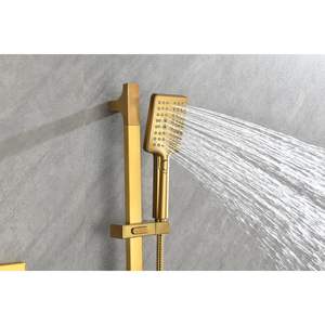 Système de douche avec barre coulissante, pommeau de douche, douchette à main, jets de douche, bras de douche, tuyau, robinet, garniture, poignées à levier - Ensemble de quincaillerie de salle de bain - Product Image 6