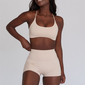 Ensemble soutien-gorge de sport respirant à maintien élevé pour femme, prix abordable, logo personnalisé sur le devant, en Spandex/Nylon, sans couture, pour le fitness, vente en gros OEM - Product Image 5