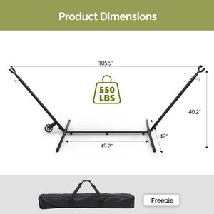 Supporto per Amaca in Acciaio Resistente da 2,7 m con Ruote Integrate, Telaio in Metallo Portatile per Uso Esterno e Interno - Product Image 5