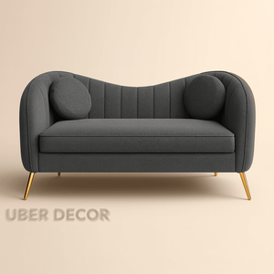 Sofá Agen de 2 plazas moderno con patas doradas, sofá trasero curvo contemporáneo, detalles con mechones, personalizable para sala de estar - Product Image 6