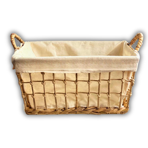 Cesta de Almacenamiento de Alta Calidad Hecha de Jacinto de Agua Natural, Pasto Marino, Ratán y Bambú con Marco Metálico y Forro de Algodón Extraíble - Product Image 1