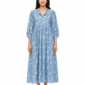 Beautiful floral Cotton Block Printed dress Dress For Casual wear Hand Block Printed Dress - Product Image 1